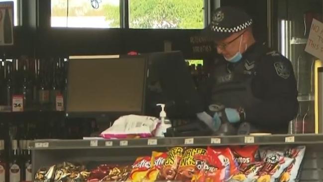 South Australia Police are searching for four suspects who allegedly stormed a western suburbs bottle shop in an attempt to steal alcohol before a fight broke out with staff. Picture: 7NEWS