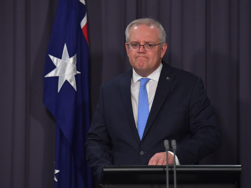 Prime Minister Scott Morrison holds a news conference. Picture: Sam Mooy/Getty