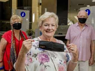 Australia Fair will be offering complimentary face masks to help protect its most vulnerable visitors. From this weekend, 2000 face masks will be made available to shoppers. Shoppers,  Barbara Mathieson,  Susan Wedge and Chris Ivory.  Picture:  Jerad Williams