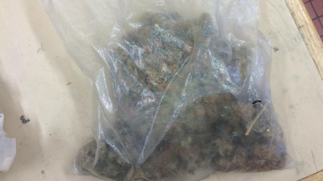 The plastic bag containing cannabis was found on the man during a pat down search by police.