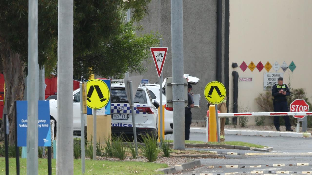 Victoria Police attend a separate assault at the facility earlier this year. Picture: Alan Barber