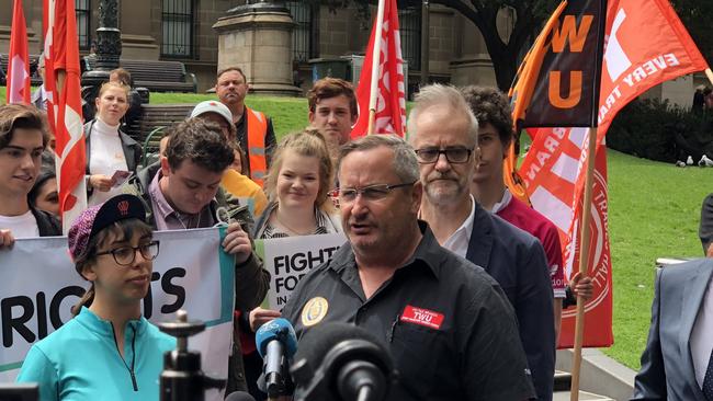 John Berger at a rally in Melbourne's CBD.