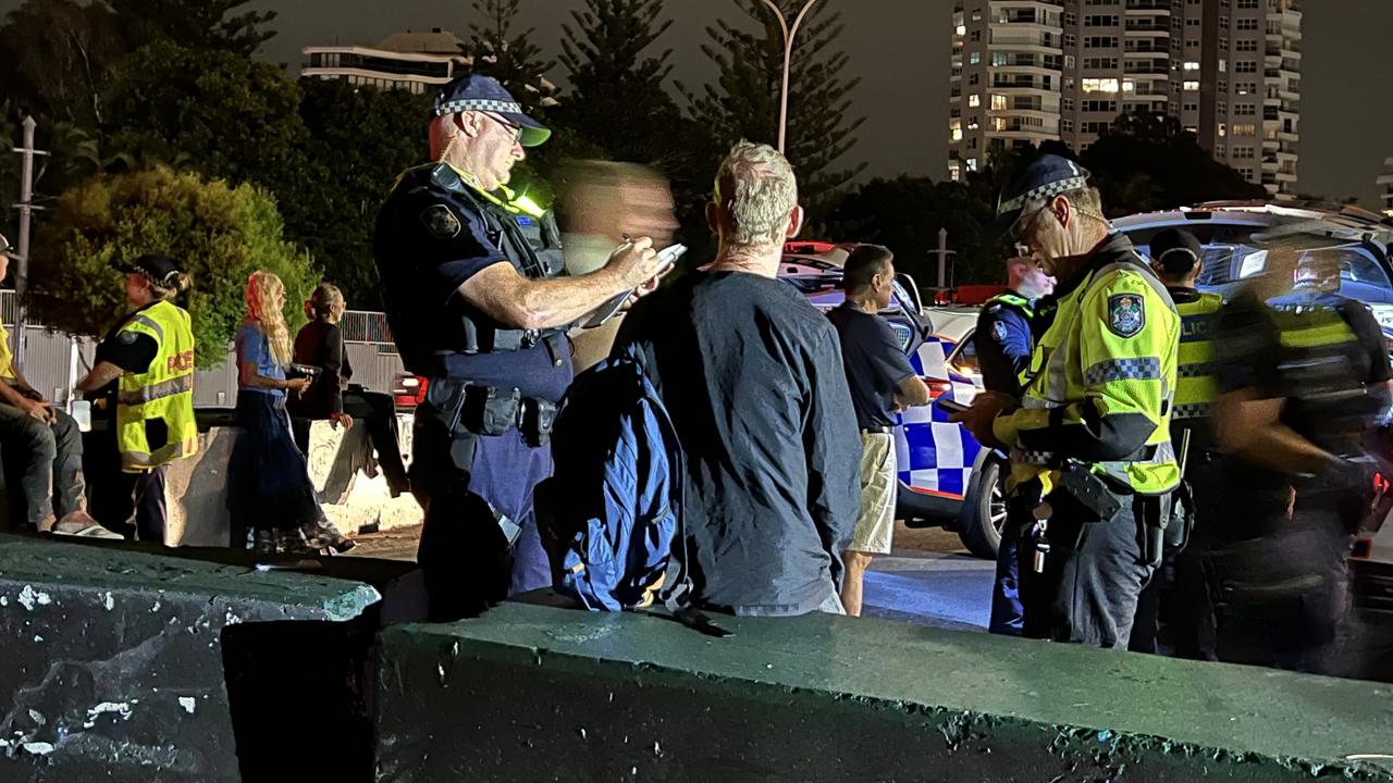 Police speaking with drivers pulled over during a road safety operation at Surfers Paradise in March. Picture: Keith Woods.