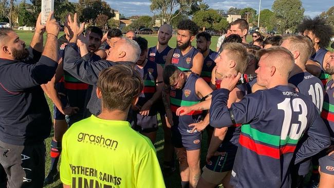 Northern Saints coach Peter Lohner calls the shots. Picture: Northern Saints Football Club