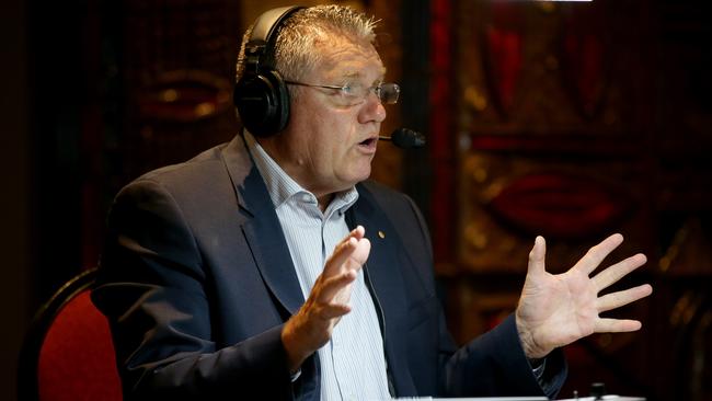 Ray Hadley broadcasting from the Orange Ex-Services Club. Picture: Jonathan Ng