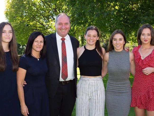 Natalie and Barnaby Joyce with daughters Odette, Caroline, Julia and Bridgette Picture: Facebook