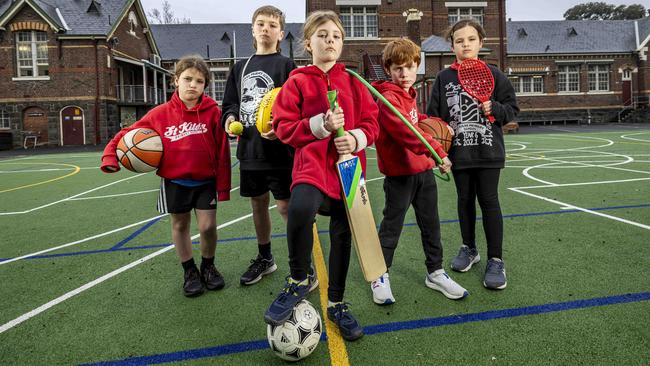 Mae 8, Markus 11, Stella 10, Walter, 7 and Ava, 9 want an indoor sports hub. Picture: Wayne Taylor