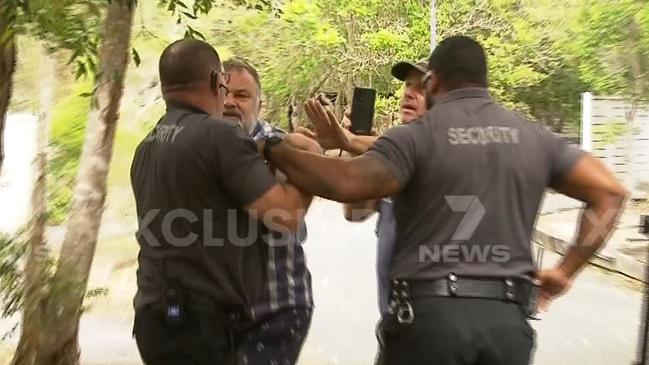 A scuffle between a man and a security guard at Couran Cove Island resort. Picture: 7 News