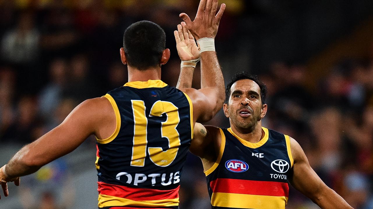 Taylor Walker and Eddie Betts back in 2019. Betts has spoken out about the infamous 2018 Crows pre-season camp.