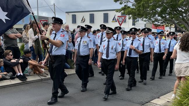 The midmorning march in Ballina on Anzac Day. Picture: Gianni Francis