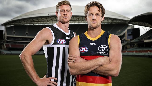 Port Adelaide captain Tom Jonas in the prison bars guernsey. Picture: Sarah Reed