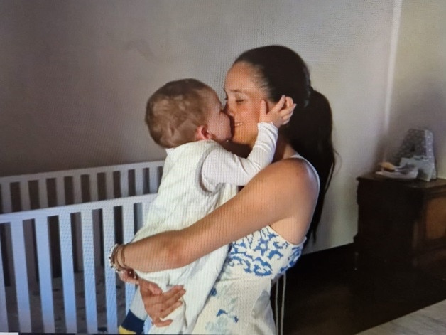 Doting mum Meghan Markle hugs Archie. Picture: Netflix