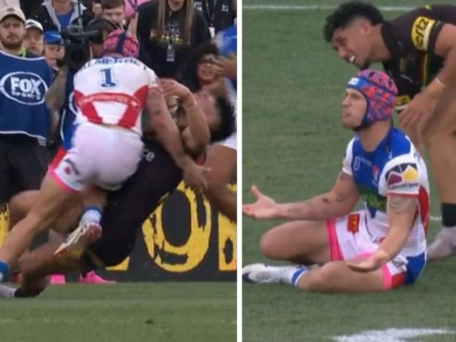 Ponga was baffled by the call. Photo: Fox Sports