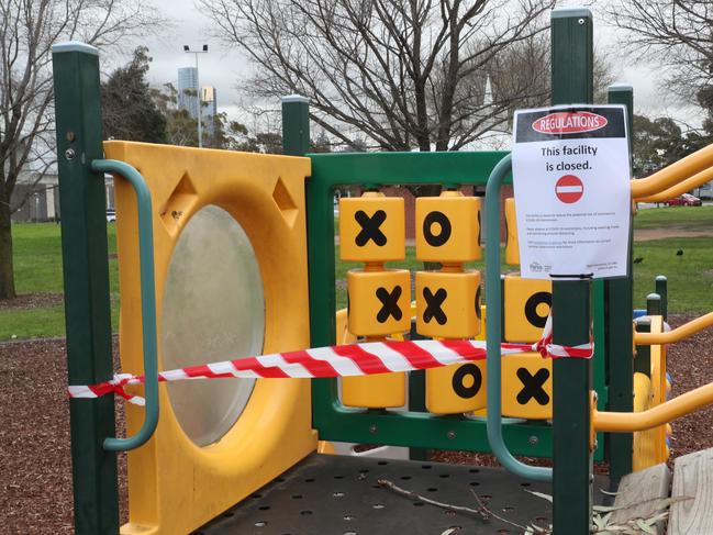 A locked down playground during the Covid pandemic. Picture: David Crosling