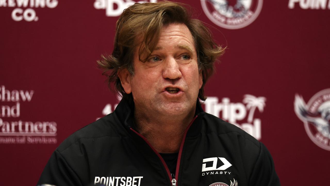 Sea Eagles coach Des Hasler speaks to the media during a Manly Warringah Sea Eagles NRL media opportunity.