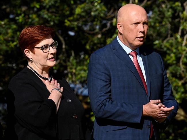 Peter Dutton has given the job of finding a substantial policy offering to Senator Marise Payne. Picture: Bianca De Marchi/Pool/AFP