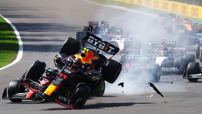 Perez had to retire early in the race. Picture: Mark Thompson/Getty Images