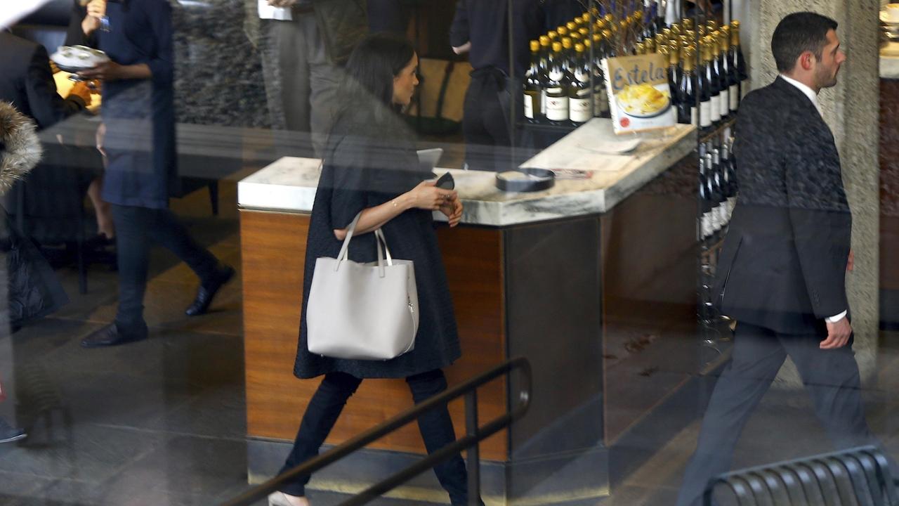 Meghan, seen here leaving the Met Breuer Museum ahead of her baby shower. Picture: BACKGRID 