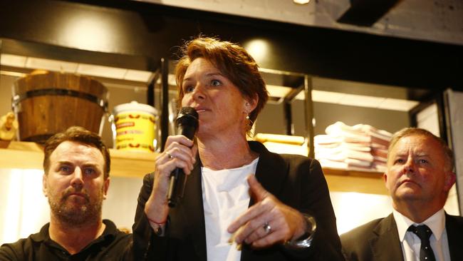 Solotel CEO Justine Baker said the peninsula needed to define its new identity to draw more punters to the area. With fellow panellists, Cricketers Arms Hotel owner Tim Condon and Grayndler MP Anthony Albanese. Picture: John Appleyard