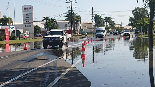 Water has flooded over the road at Redden St, Portsmith due to king tides affecting the Cairns area. PICTURE: Anna Rogers