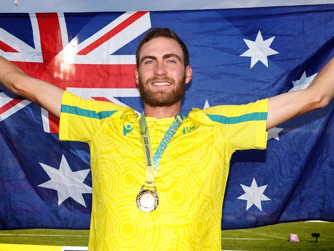 Australian 1500m runner Ollie Hoare at the Alexander Stadium track where he won gold. Picture: Michael Klein