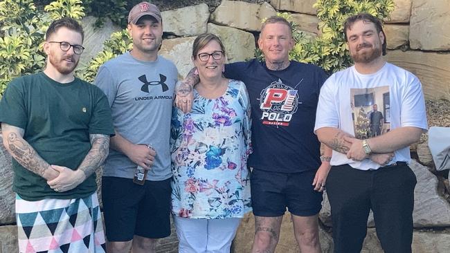 Lachlan Griffiths (second from right) with his mother Bernie and family. Picture: Supplied