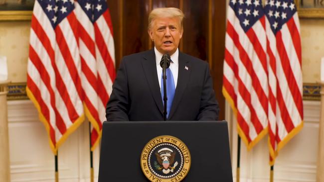 Donald Trump farewells the White House. Picture: YouTube