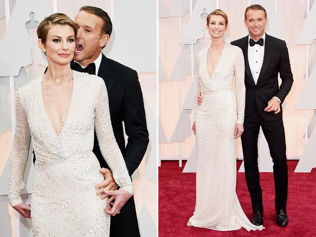 Faith Hill and Tim McGraw at the Oscars 2015 red carpet. Picture: Getty
