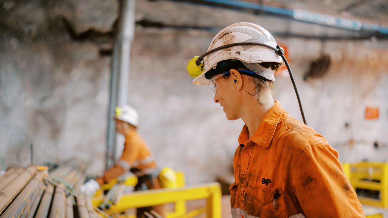 Workers in the tunnels at BHP's Olympic Dam mine. Picture: Supplied