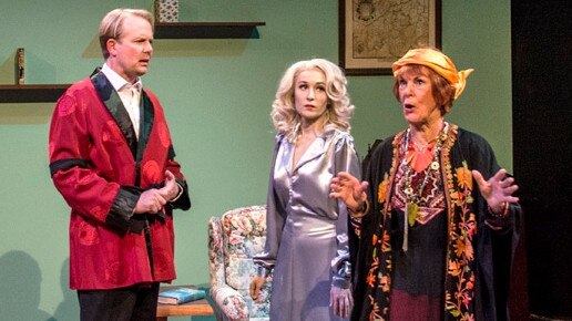 Brad Martin, Emily Currie and Jean Walker in Blithe Spirit by the University of Adelaide Theatre Guild