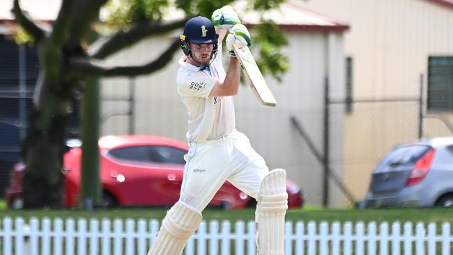 Gold Coast batsman Lachlan Cramp Bulls Masters Premier grade Sandgate-Redcliffe v Gold Coast. Saturday January 18, 2025. Picture, John Gass