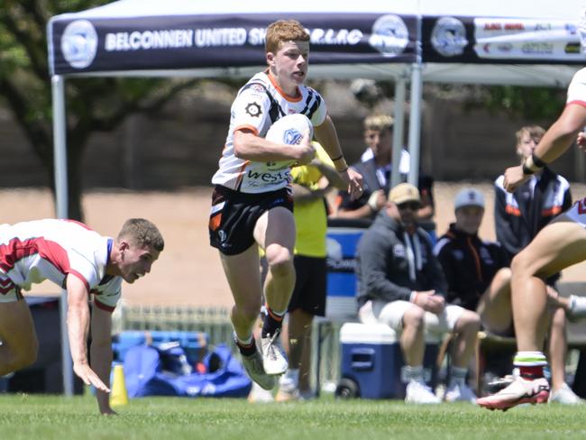 Sam Francis. Picture: Martin Ollman. SLE Andrew Johns Cup  Round 2 - Monaro Colts vs Macarthur Wests Tigers  NSWRLHQ Bruce, Canberra, 17 February 2025