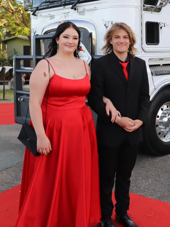 Serenity Pearce and partner at the James Nash State High School formal 2022.