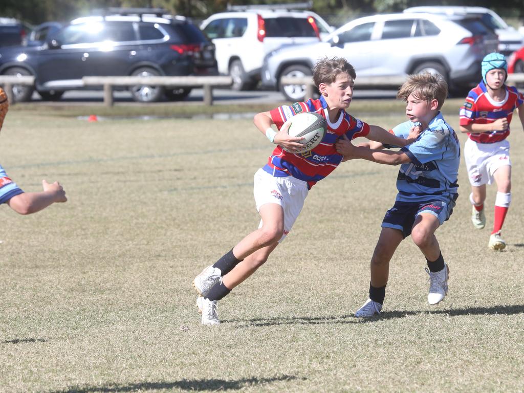 GCDRU juniors. Helensvale Hogs vs. Bond Pirates U 12's. 14 July 2024 Miami Picture by Richard Gosling