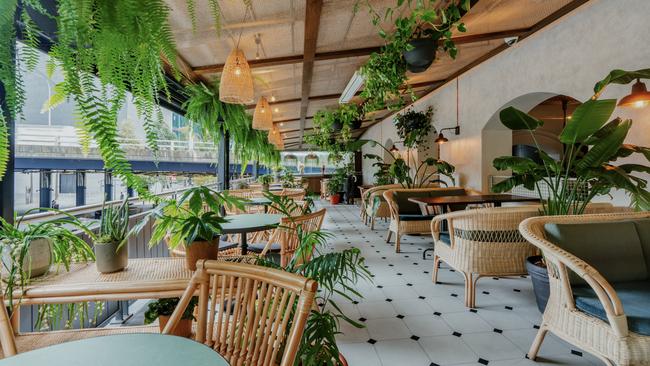 Pumphouse Sydney bar and restaurant is home to more than 400 plants and provides a tranquil haven of greenery in the bustling city. Picture: Supplied