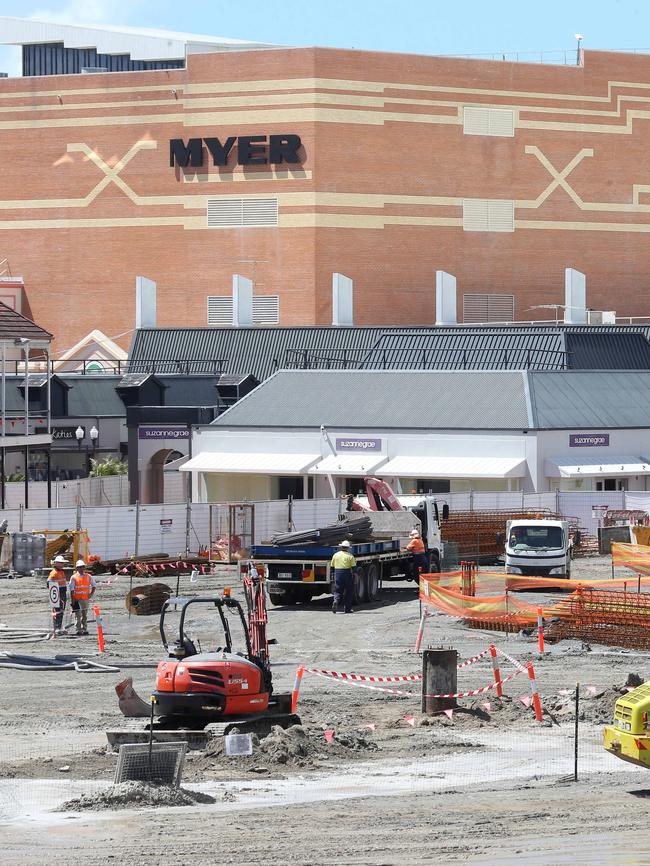 Construction continues on the re-development of the Pacific Fair Shopping Centre in Broadbeach. Picture by Scott Fletcher