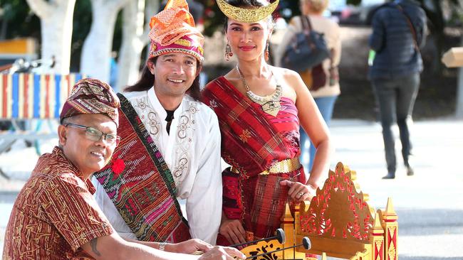 The Gold Coast Multicultural Festival held at the Southport Broadwater Parklands. members of the Indonesian traditional dance group Seharum Nusantara .  Picture Mike Batterham