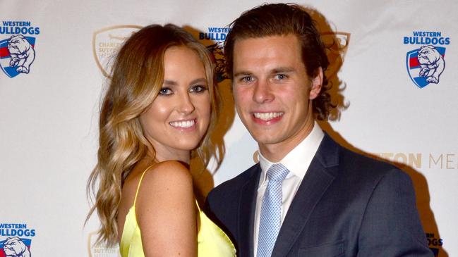 Ruby Brownless and Josh Wallis at the Western Bulldogs Best and Fairest. Picture: Fiona Byrne