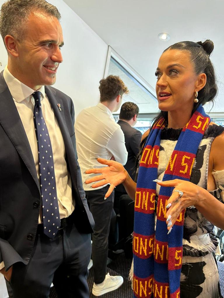 Premier Peter Malinauskas with Katy Perry at the AFL grand final. Picture: Gemma Jones