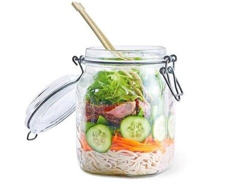 Beef salad noodle jar.