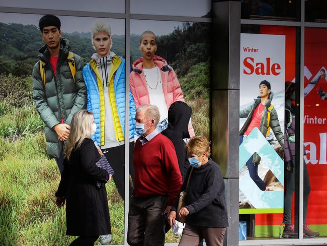 SYDNEY, AUSTRALIA - NewsWire Photos JUNE 29, 2021: Members of the public are seen walking past Bondi Junction Kathmandu Retail store, which has announced the closure of multiple stores due to the Corona Virus, Sydney Australia. Picture: NCA NewsWire / Gaye Gerard