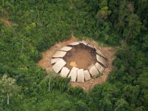 Uncontacted Yanomami yano (communal house) in the Brazilian Amazon. Picture: Guilherme Gnipper Trevisan/Hutukara