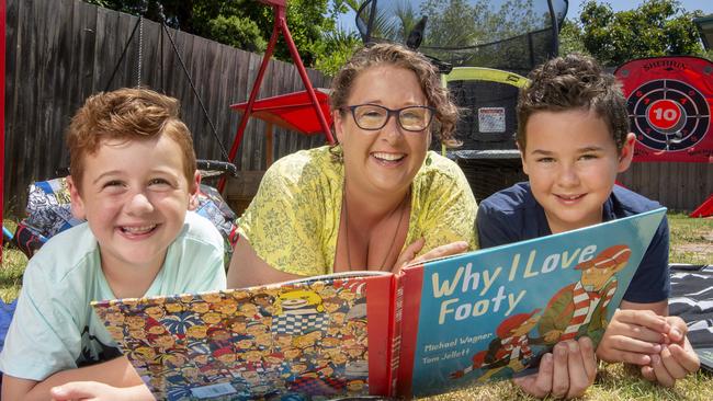 Cassandra Bird says she tries to limit the screen time of her children Archie, 5, and Alex, 7, after school. Picture: Jay Town