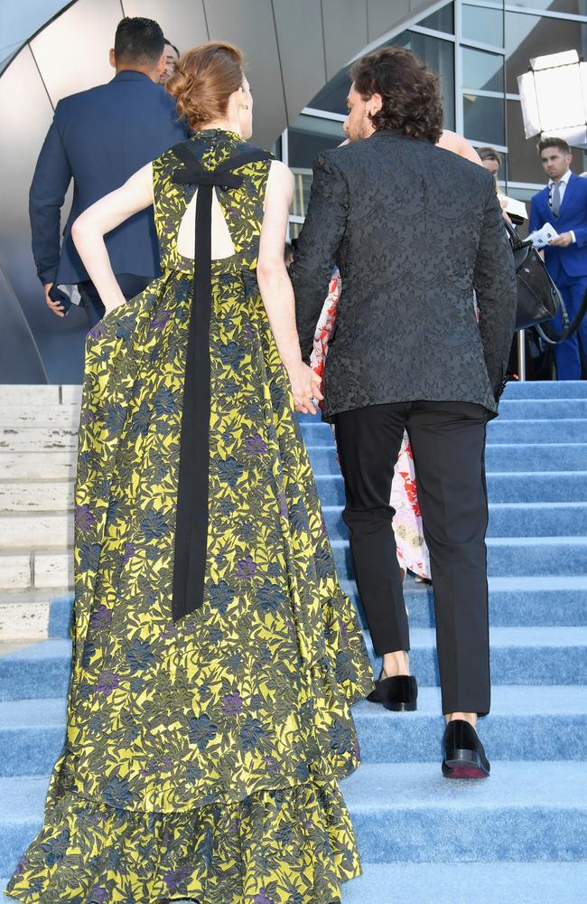 Kit Harington and Rose Leslie attend the premiere of HBO’s “Game Of Thrones” season 7 at Walt Disney Concert Hall on July 12, 2017 in Los Angeles, California. Picture: Getty