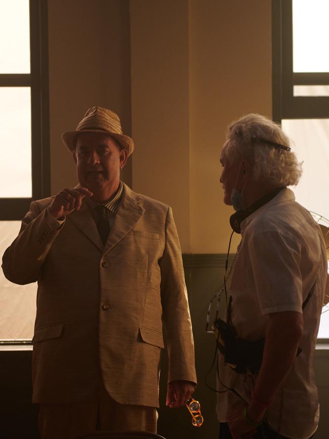 Baz Luhrmann with Tom Hanks on the set of Elvis.