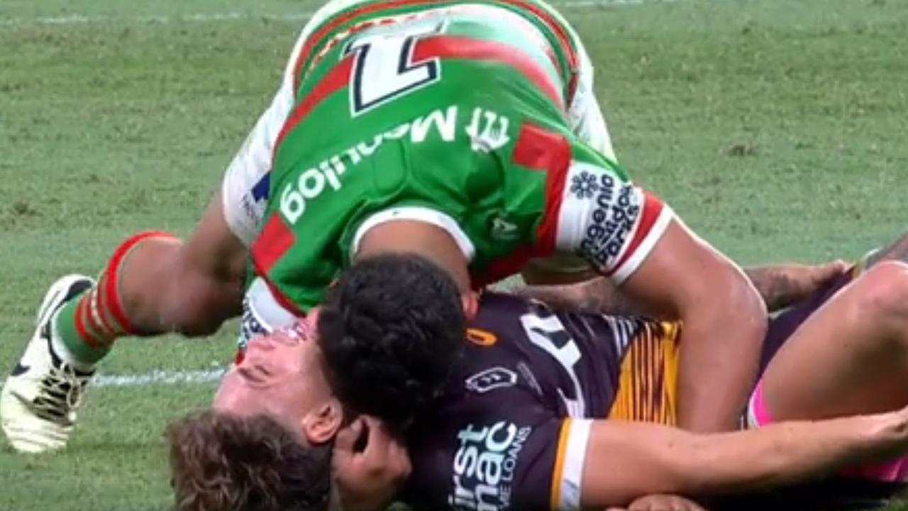 It's amazing Reece Walsh didn't present with hickies after this tender moment. Photo: NRL, Fox League.