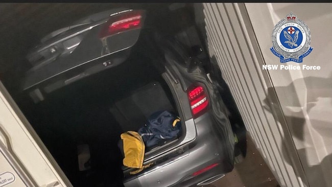 The Mercedes which Baluch allegedly hid in while trying to escape NSW. Picture: NSW Police