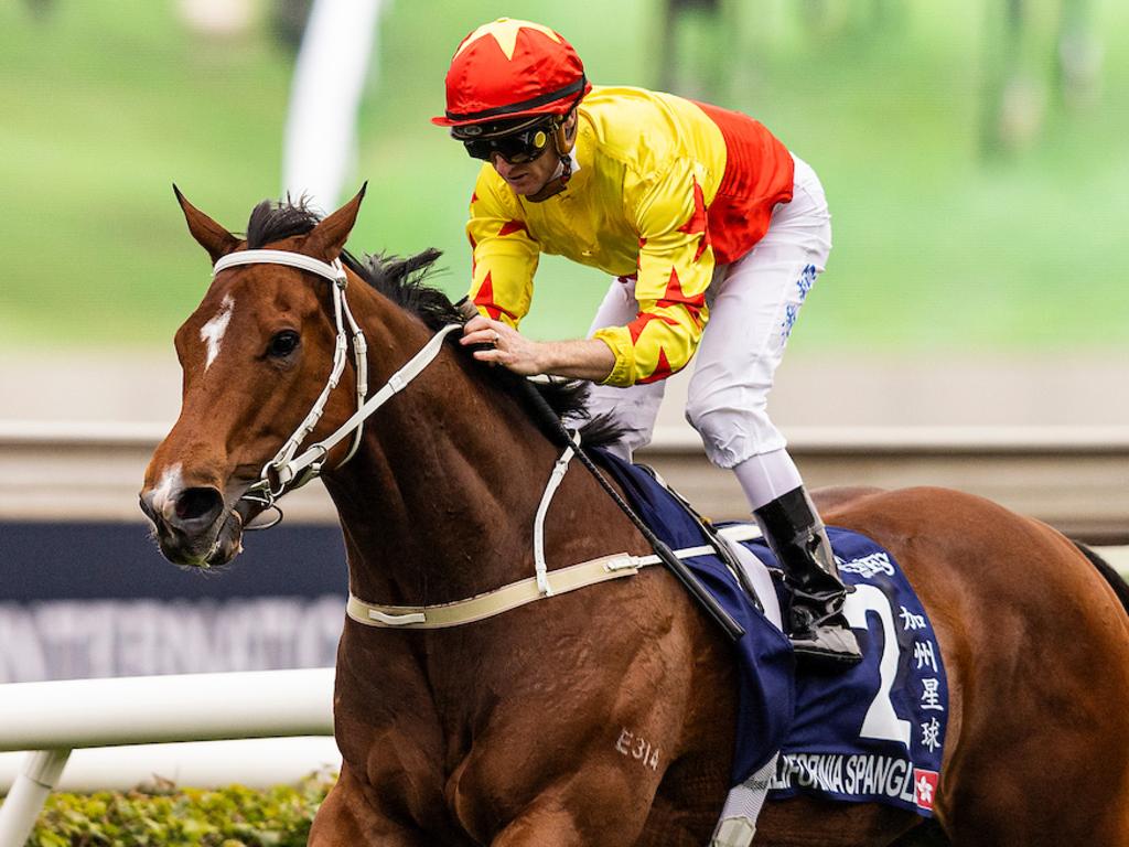 California Spangle hold off the late charge of Golden Sixty  to win the Hong Kong Mile. Picture: HKJC