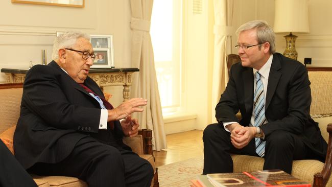 Kissinger with Kevin Rudd in New York.