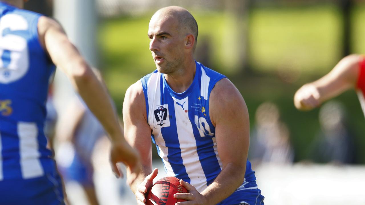 Cunnington in action in his return to footy last week for the Kangaroos’ VFL side. Picture: Daniel Pockett/AFL Photos/via Getty Images